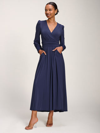 Long Sleeve Soft Jersey Maxi Dress, Navy