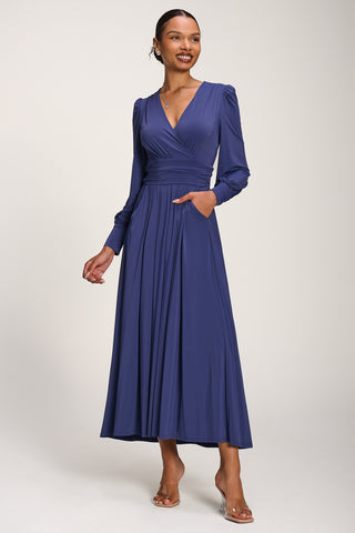 Long Sleeve Soft Jersey Maxi Dress, Navy