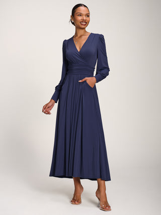Long Sleeve Soft Jersey Maxi Dress, Navy