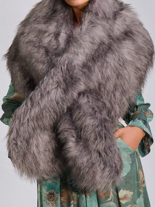 Faux Fur Shawl Wrap Capelets, Dark Grey