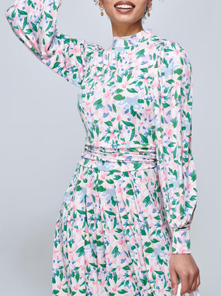 Jolie Moi Vesper Long Sleeve Midi Dress, Pink Floral