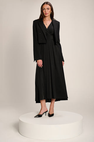Long Sleeve Slinky Jersey Maxi Dress, Black