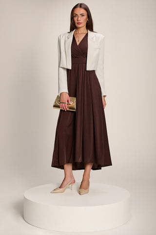 Long Sleeve Slinky Jersey Maxi Dress, Brown