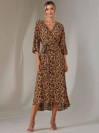 Gold Spot Printed Chiffon Maxi Dress, Brown Leopard Jolie Moi Retail Gold Spot Printed Chiffon Maxi Dress, Brown Leopard Jolie Moi Retail
