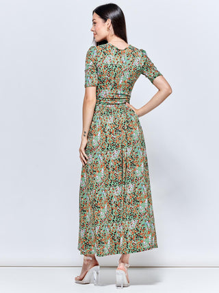 Saniya Print Jersey Maxi Dress, Green Animal