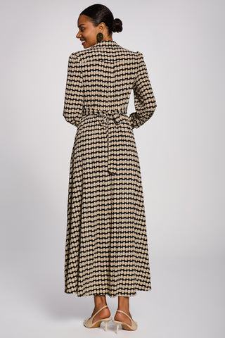 Long Sleeve Shirt Jersey Maxi Dress, Stone Black