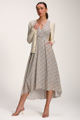 Check Print Maxi Dress, Blue Check