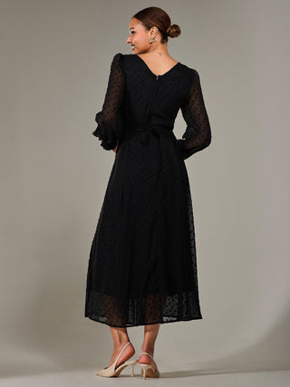Long Sleeve Chiffon Midaxi Dress, Black Jolie Moi Retail Long Sleeve Chiffon Midaxi Dress, Black Jolie Moi Retail