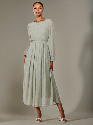 Long Sleeve Chiffon Midaxi Dress, Light Green Jolie Moi Retail Long Sleeve Chiffon Midaxi Dress, Light Green Jolie Moi Retail