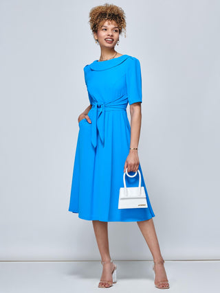 Jolie Moi Gemma Belted Midi Dress, Blue