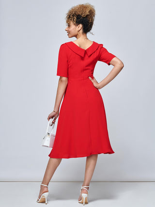 Jolie Moi Gemma Belted Midi Dress, Red