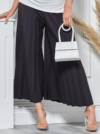 CULOTTE TROUSERS WITH PLEATS, Black