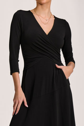 Fit and Flare Jersey Midi Dress, Black
