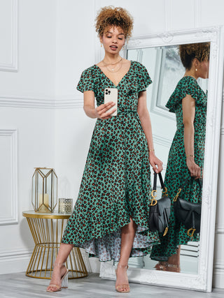 Jolie Moi Luciana Animal Print Dip Hem Dress, Green Jolie Moi Retail Jolie Moi Luciana Animal Print Dip Hem Dress, Green Jolie Moi Retail