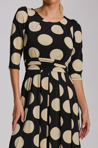 Three quarter sleeve jersey maxi dress, Black Spot