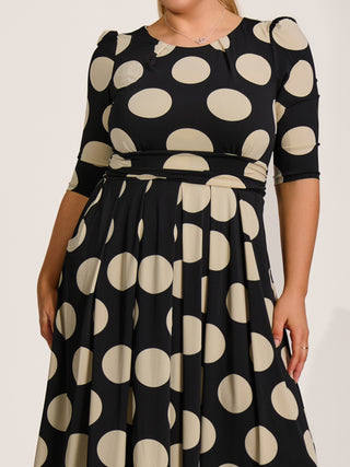 Three quarter sleeve jersey maxi dress, Black Spot