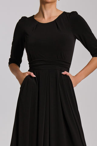 Three quarter sleeve jersey maxi dress, Black