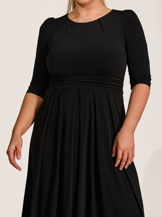 Three quarter sleeve jersey maxi dress, Black