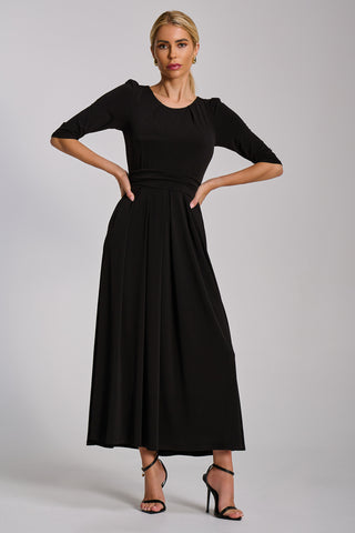 Three quarter sleeve jersey maxi dress, Black
