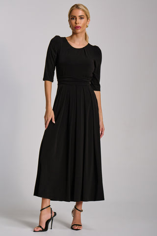Three quarter sleeve jersey maxi dress, Black