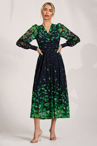 jolie moi green lace dress Green Jolie Moi Amica Symmetrical Print Lace Maxi Dress