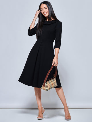 Sloan 3/4 Sleeve Midi Dress, Black Jolie Moi Retail Sloan 3/4 Sleeve Midi Dress, Black Jolie Moi Retail