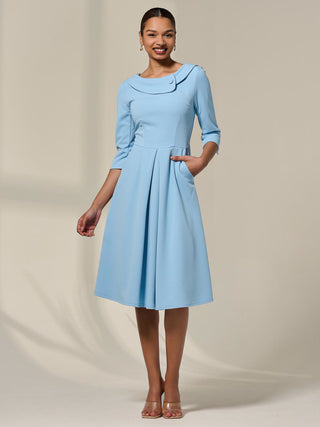 Sloan 3/4 Sleeve Midi Dress, Light Blue Jolie Moi Retail Sloan 3/4 Sleeve Midi Dress, Light Blue Jolie Moi Retail