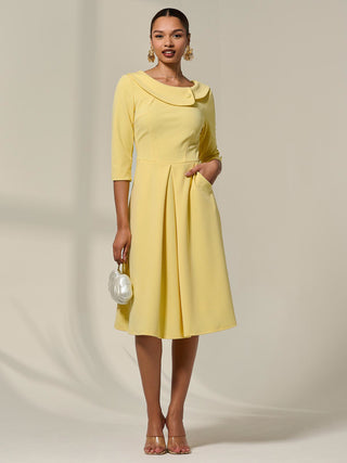 light yellow midi dress with sleeves Yellow Eyelet Flutter Sleeve Midi Dress | Avara