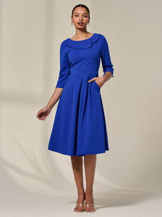 Sloan 3/4 Sleeve Midi Dress, Royal Blue Jolie Moi Retail Sloan 3/4 Sleeve Midi Dress, Royal Blue Jolie Moi Retail