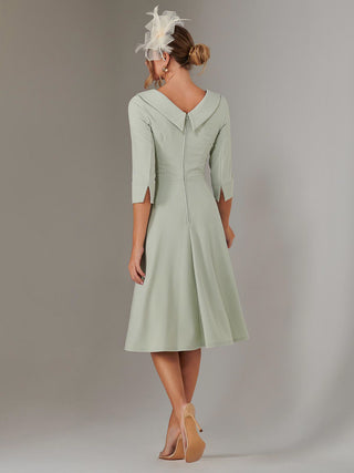 Sloan 3/4 Sleeve Midi Dress, Sage Green Jolie Moi Retail Sloan 3/4 Sleeve Midi Dress, Sage Green Jolie Moi Retail