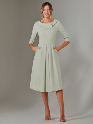 Sloan 3/4 Sleeve Midi Dress, Sage Green Jolie Moi Retail Sloan 3/4 Sleeve Midi Dress, Sage Green Jolie Moi Retail