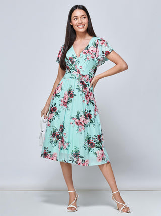 Jolie Moi Kiley Wrap Front Mesh Dress, Light Green Jolie Moi Retail Jolie Moi Kiley Wrap Front Mesh Dress, Light Green Jolie Moi Retail