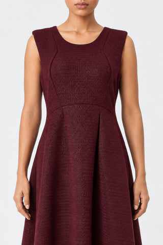 Tailored Crepe Fit & Flare Midi Dress, Burgundy