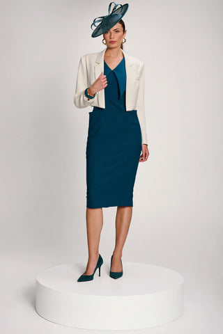 Statement Collar Hourglass Midi Dress, Dark Teal