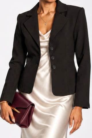 Single-breasted blazer with contrast lining, Black