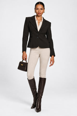 Single-breasted blazer with contrast lining, Black