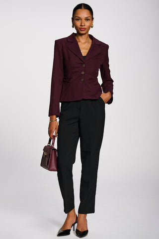 Single-breasted blazer with contrast lining, Burgundy