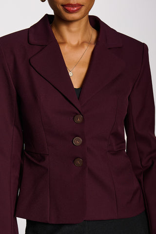 Single-breasted blazer with contrast lining, Burgundy