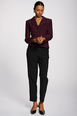 Single-breasted blazer with contrast lining, Burgundy