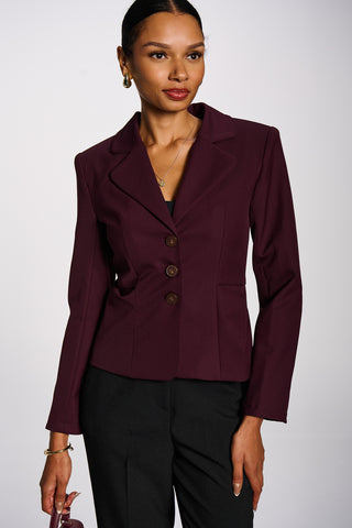 Single-breasted blazer with contrast lining, Burgundy