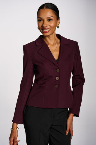 Single-breasted blazer with contrast lining, Burgundy