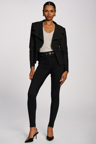 Structured Asymmetrical Tailored Blazer, Black