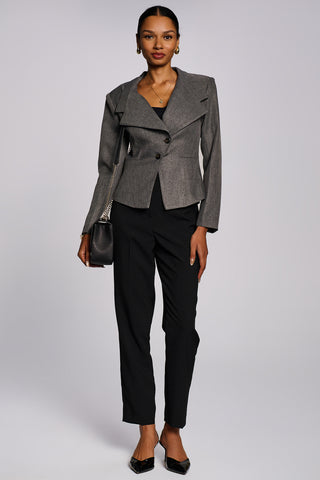 Structured Asymmetrical Tailored Blazer, Grey