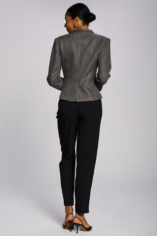 Structured Asymmetrical Tailored Blazer, Grey