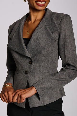 Structured Asymmetrical Tailored Blazer, Grey