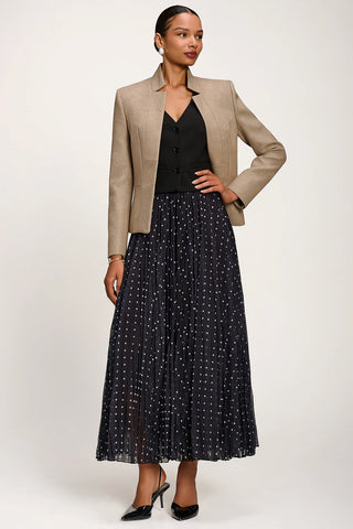 Spotty Crinkle Mesh Maxi Skirt, Black Spot