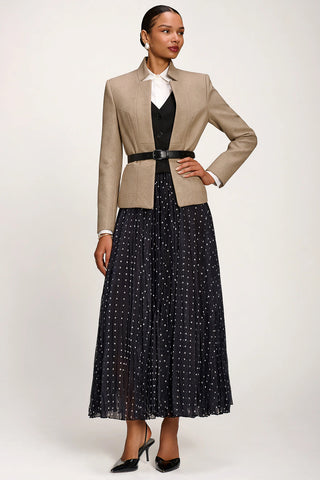 Spotty Crinkle Mesh Maxi Skirt, Black Spot