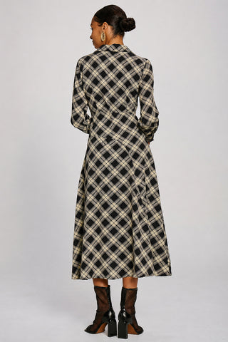 Long Sleeve Shirt Dress, Black Check
