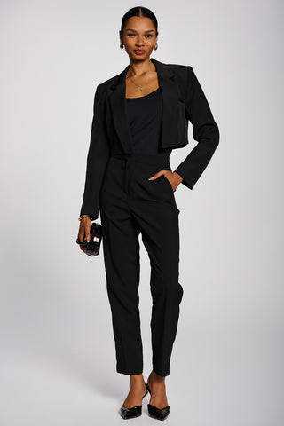 Open Front Tailored Blazer, Black