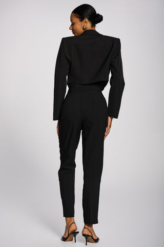 Open Front Tailored Blazer, Black